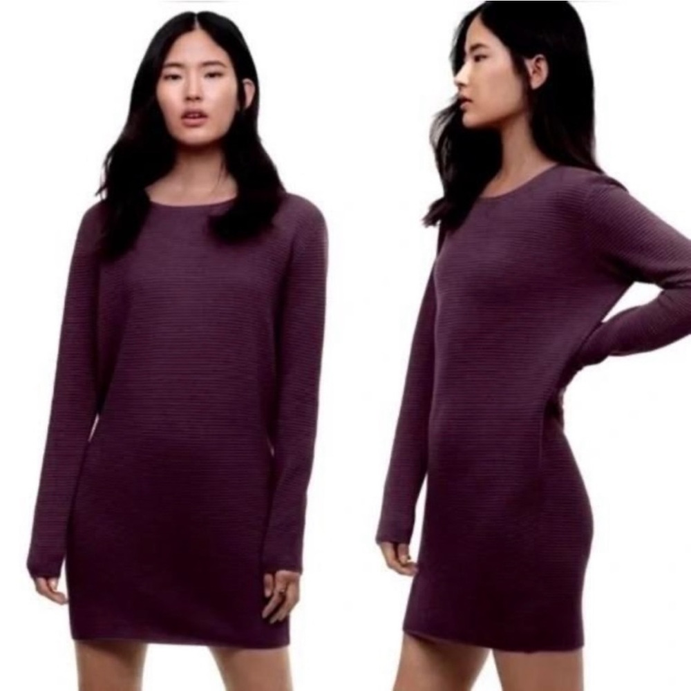 Aritzia Wilfred Campanule Silk, and cashmere Elegant Purple Sweater Dress XXS
